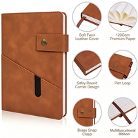 Coffret Cadeau Carnet en Cuir PU Marron Rigide avec Boucle pour Stylo et Fermeture à Pression, Boîte Cadeau de Papeterie avec Stylo pour Hommes d'Affaires