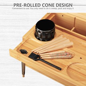 Kit <span class=keywords><strong>de</strong></span> boîte <span class=keywords><strong>de</strong></span> rangement en <span class=keywords><strong>bois</strong></span> et bambou peint sur mesure avec plateau roulant, bocaux en <span class=keywords><strong>verre</strong></span> et accessoires pour fumeurs – Vente en gros OEM - Product Image 2