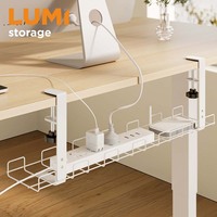 CC11-14-2 Panier de rangement en métal pour câbles sous le bureau, fixation par pince, en treillis métallique, pour bureau et maison