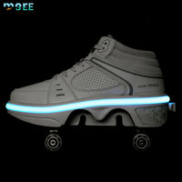 SeeMore 2'si 1 Arada Tekerlekli Paten Ayakkabıları Geri Çekilebilir 4 Tekerlekli Açılır Kapanır Deformasyon Spor Ayakkabıları Kız ve Erkek Çocuklar için Açık Hava Sporları Paten Ayakkabıları