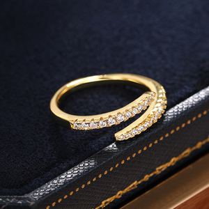 Anello Aperto Regolabile con Zirconi per Donne, Elegante Gioiello da Dito per Uso Quotidiano - Product Image 5