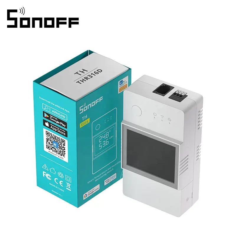 New SONOFF TH Elite TH16A WiFi Smart Switch Detector Monitor Temperature Humidity Remote Control Work with Google Home Alexa