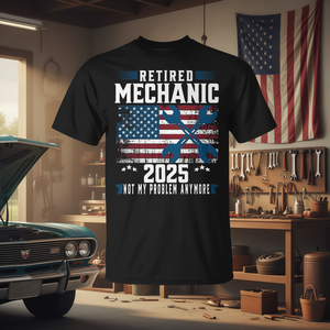 T-shirt d'ancien mécanicien avec drapeau américain 2025 – Je ne suis plus du tout concerné - Product Image 3