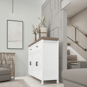 Hanyee <span class=keywords><strong>Armoire</strong></span> nordique en bois <span class=keywords><strong>Armoire</strong></span> <span class=keywords><strong>basse</strong></span> CBM 4 portes avec commode de rangement pour la maison Appartement Entrée Chambre Salon - Product Image 4