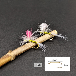 Leurres de pêche à la mouche secs professionnels Hi-Viz Parachute Adams # 16 leurres flottants à haute visibilité noués à la main pour la pêche à la truite, au chub et au grayling - Product Image 3