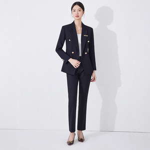 Women's Black Suit Set Polyester Worsted Full Sleeve Anti-Wrinkle Office Lady Spring Formal Wear - Product Image 4
