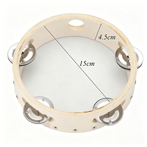 Tamburello in Legno Personalizzato con Logo, Pelle di Pecora Naturale, Strumento a Percussione Portatile 4/6/8/10 Pollici per Bomboniere - Product Image 3