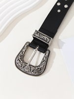 Ceinture unisexe en cuir PU noir style punk coréen avec boucle ardillon réglable 95-125 cm – Accessoire de mode durable pour la sub-culture urbaine