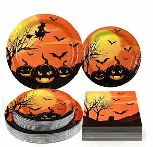 Juego de Vajilla para Fiestas, 144 Piezas, Platos y Servilletas de Halloween con Vasos de Calabaza y Cubiertos (Para 24 Personas) - Product Image 2