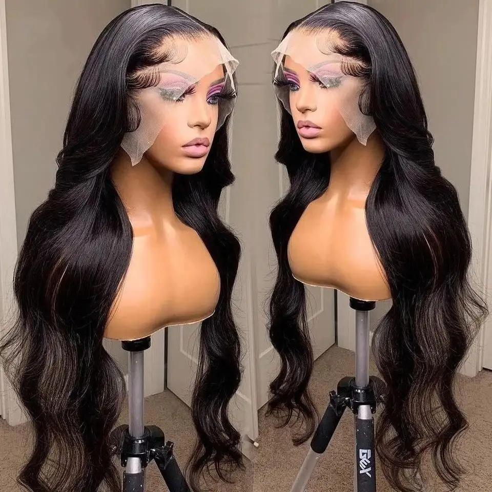 Ucuz vücut dalga HD dantel ön peruk siyah kadınlar için dantel ön peruk saç uzatma peruk manikür hizalanmış işlenmemiş insan saçı demetleri