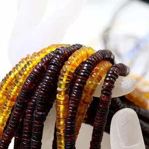 Collana di ambra di pietra di perline di ambra naturale con taglio brillante rotondo di vendita calda per la creazione di gioielli fai da te