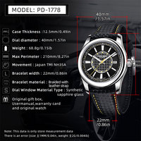 Montre mécanique PAGANI DESIGN NH35 automatique de luxe pour homme, en acier inoxydable, 40 mm, 10 bars de résistance à l'eau, bracelet en cuir