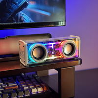 Enceinte Bluetooth Mecha Transparente avec Double Haut-parleur, Double Subwoofer, Basses Puissantes, Design Voiture de Sport Compacte, Lumières Éblouissantes pour Table