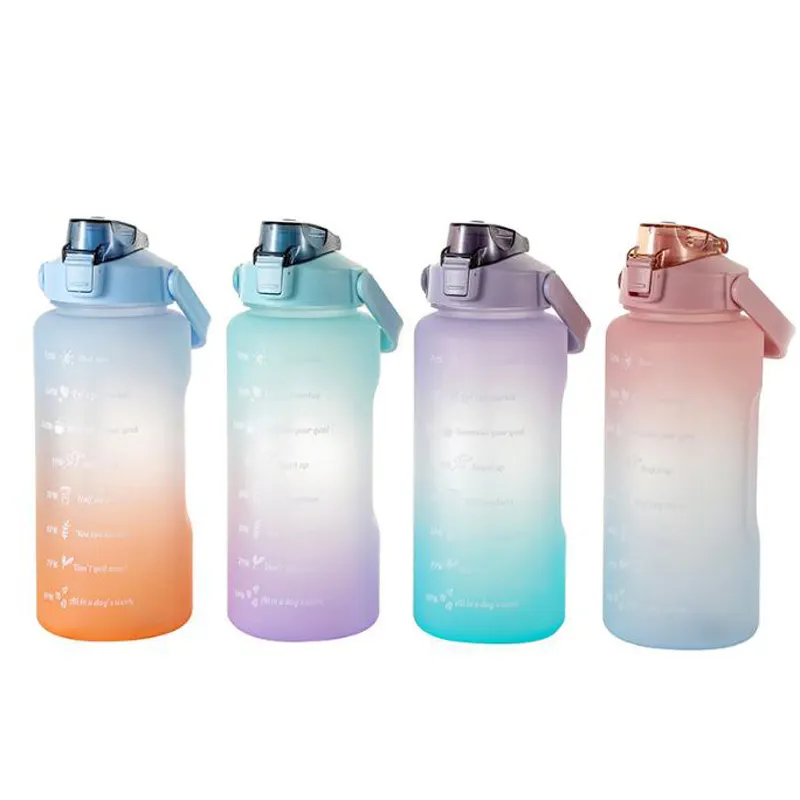 2000ml Plastic Water Bottles 2L Motivational Time Maker Bottle Sport Fitness Leakproof Kettle BPA Free Outdoor Water Bottles