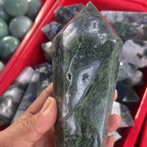 moss agate with druzy tower only $20/kg wholesale price free gift to frinds natural crystal quartz