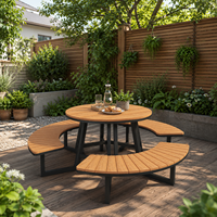 Ensemble de table et chaises rondes en WPC pour café en plein air avec parasol pour une utilisation en plein air dans une cour ou en plein air pour se détendre