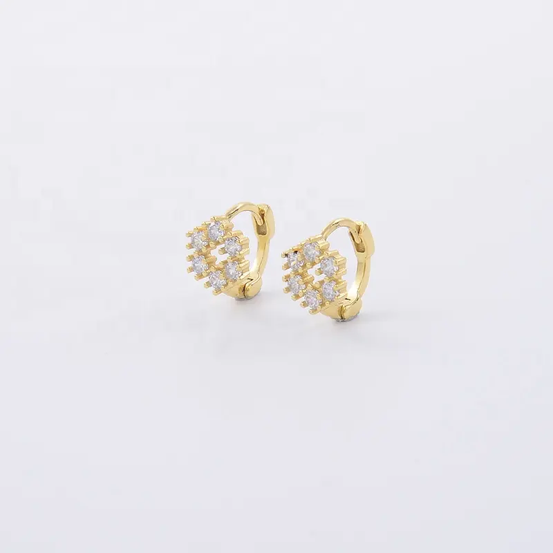 Luxury Geometric Unique Earrings For Women 925 Sterling Silver Cubic Zirconia Flower Earrings 18k Gold Plated