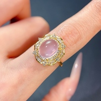 925 Sterling Silver Oval Natural Rose Quartz Gemstone Fast Shipment Light Luxury Engagement Wedding Birthday Anniversary Party