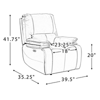 Sillón Reclinable Eléctrico Individual de Cuero Genuino para Sala de Estar Moderna con Cargador USB