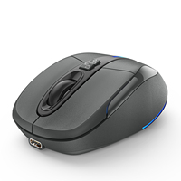 Mouse nirkabel lampu latar LED Logo kustom 2.4G, Mouse komputer ergonomis dengan penerima USB dan baterai dapat diisi ulang