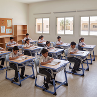 Ensemble de bureau et chaise d'école moderne et durable avec construction en contreplaqué métallique pour une utilisation en classe