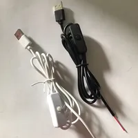 Câble d'alimentation 5V 15M USB mâle vers 2 fils avec bouton en plastique pour ruban LED 2A, ampoule, lampe, éclairage DIY