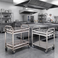 Chariot de transport en acier inoxydable pour bouteilles d'eau et assaisonnements de cuisine commerciale pour hôtels