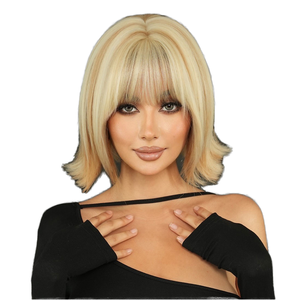 วิกผมทรงพิกซี่คัท ผมยาว บ๊อบน่ารัก สีบลอนด์  แบบมีหน้าม้า ผมหยักเป็นชั้นๆ ขนาด 12 นิ้ว วิกผมผู้<span class=keywords><strong>หญิง</strong></span> ขายส่ง สีบลอนด์ 613 วิกผมสำหรับฮาโลวีน - Product Image 1
