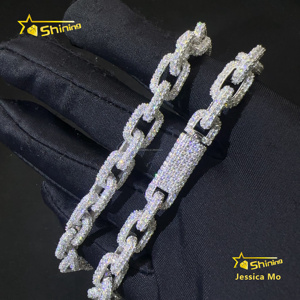 Cadena Franco Infinito de Moissanita de 8mm, de Plata de Ley S925, Estilo Hip Hop, Totalmente Iced Out, Pasa Prueba de Diamante, Joyería de Moda de Gran Venta - Product Image 3