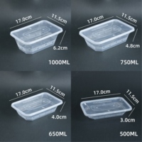 Boîte d'emballage alimentaire en plastique de qualité alimentaire, résistante aux fissures, adaptée au congélateur, conteneur bento jetable pour supermarché