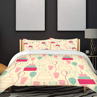 Ensemble de housse de couette 3D imprimée avec des personnages de dessins animés de Noël, en microfibre brossée douce, design camion rouge du Père Noël, taille Queen/King, personnalisable