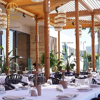 Vente en gros de table ronde moderne pour cafétéria chaise en bois et rotin ensembles de mobilier d'extérieur pour restaurant commercial
