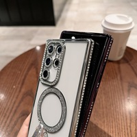 Protection d'objectif d'appareil photo transparente, étui de téléphone à paillettes de diamant pour SAMSUNG S25 S24Ultra A16 A06, étui en TPU souple magnétique