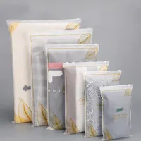Sac à fermeture éclair givré en plastique pour vêtements, emballage réutilisable avec Logo imprimé personnalisé
