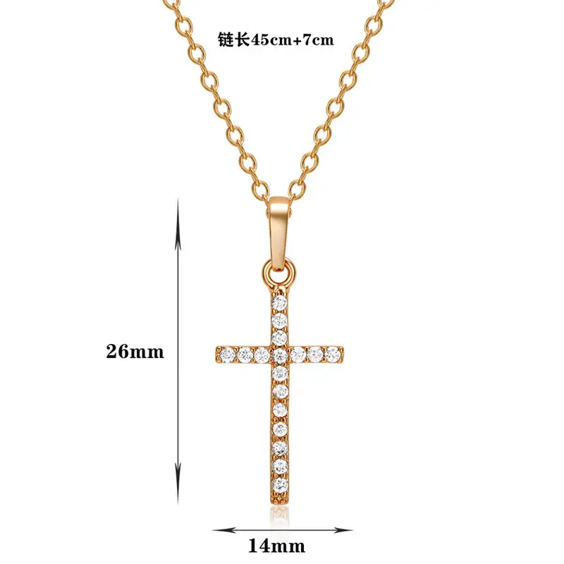 Fashion Bling Diamond Necklace Women Gold Jewelry Pendant Necklaces Simple Cross Chain Necklace Alloy Men Chain