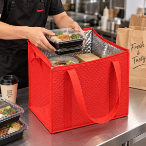 Bolsa Térmica Reutilizable de Tela No Tejida con Aislamiento, Diseño de Rejilla de Diamantes, con Cierre, para Alimentos Frescos, Cerveza y Actividades al Aire Libre - Product Image 6