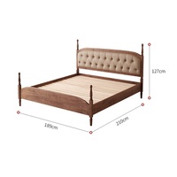Lit double en noyer noir américain massif, style nordique minimaliste moderne, pour chambre principale, lit de mariage, tête de lit personnalisable