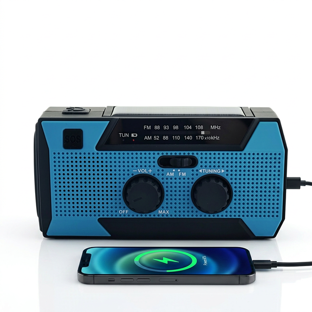 Fast Shipping 5000mAh USB-C AM/FM Emergency Weather Station Solar Crank Radio Portable with 3-Mode Flashlight LED