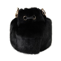 Sac seau en fourrure de vison naturelle pour femmes, sac à main de luxe en fourrure véritable, pochette de soirée douce et moelleuse