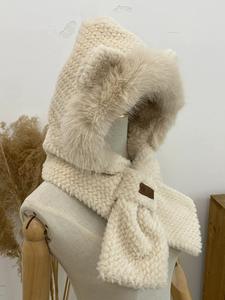หมวกผ้ากำมะหยี่มีหูจิ้งจอกสำหรับผู้หญิง, ใหม่2025ผ้าพันคอผ้าพันคอให้ความอบอุ่นพร้อมผ้ากำมะหยี่หนาชุดสองชิ้นหมวกบีนนี่แบบลำลองทันสมัยสำหรับฤดูหนาว - Product Image 4