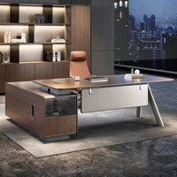 Ensemble de bureau de direction en bois foncé haut de gamme, bureau d'ordinateur, chaise, mobilier moderne minimaliste de luxe pour manager, superviseur, dirigeant