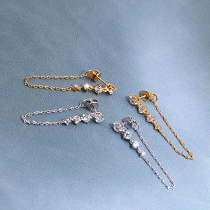 Pendientes chapados en oro Tianyu, proveedor de joyería fina de China, pendientes de plata de ley 925 con cierre de rosca y moissanita VVS - Product Image 1