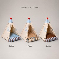 Tente tipi semi-fermée pour animaux de compagnie avec coussin amovible et lavable pour petits chiens et chats