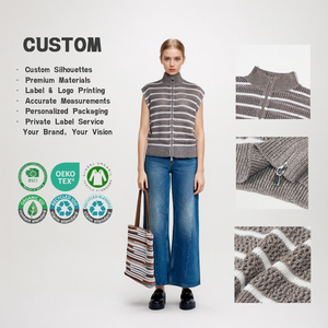 เสื้อถักคอสูงแบบไม่มีแขน ผ้าฝ้าย 100% เสื้อกล้ามผู้หญิง ขายส่ง รับผลิตแบบ OEM ODM บริการติดฉลากสินค้าส่วนตัว - Product Image 1