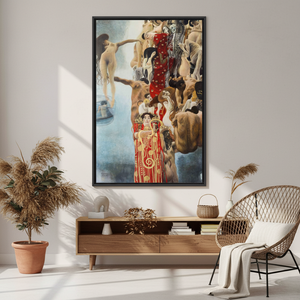 Elegant Art Nouveau Klimt Wall Decor: Flat Printed Canvas Artwork,<b>BLACK</b> <b>FRAMED</b> CANVAS - Product Image 3