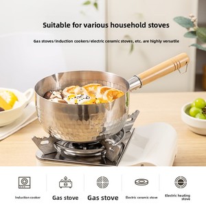 Pentola Moderna da 16 cm in Acciaio Inossidabile con Motivo Martellato, per Zuppa, Hot Pot, Bollitura Rapida, Scaldalatte, Pentolino per Latte - Product Image 4