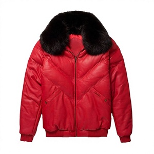 Blouson Bomber Homme en Cuir et Toile, Col Rabattu, Respirant, Fermeture Éclair, Manteau d'Hiver Décontracté, Vêtement d'Extérieur OEM - Product Image 1
