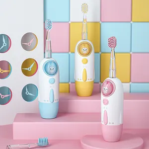 360 degrés brosse à dents électrique à ultrasons pour enfants 4 Modes brosse à dents à piles IPX7 brosse à dents électrique à Led sonique