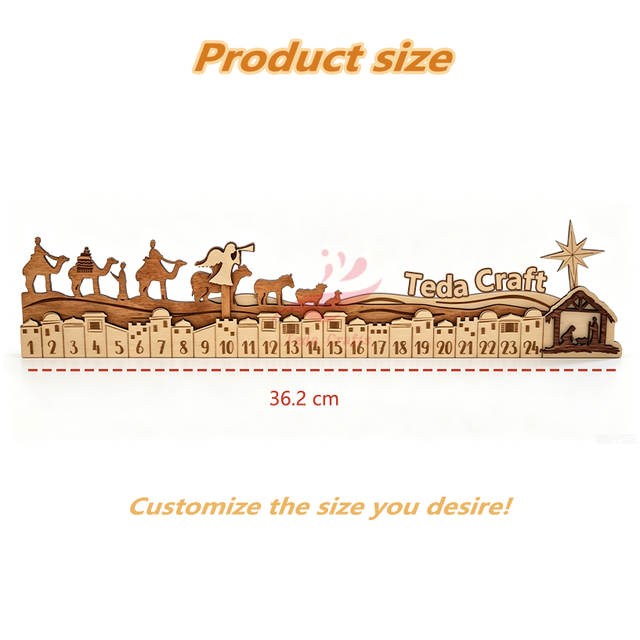 Wholesale Wooden Nativity Scene Advent Calendar Religious Christmas Countdown Block Sign Xmas Holiday Tabletop Decor