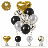 Ensemble de ballons pour centre de table de fête d'anniversaire, ballons en latex avec confettis et ballons en feuille d'aluminium en forme d'étoile et de cœur pour photos